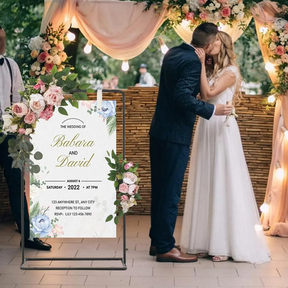 Heavy Duty Metal Wedding Sign Stand With Leather Straps