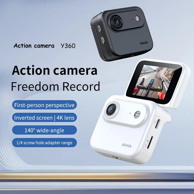 Portable 4K Flip Screen Action Camera With Wide Angle Lens