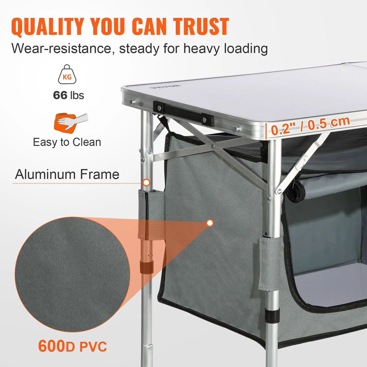 SucceBuy Quick Setup Folding Camping Kitchen Table Outdoor