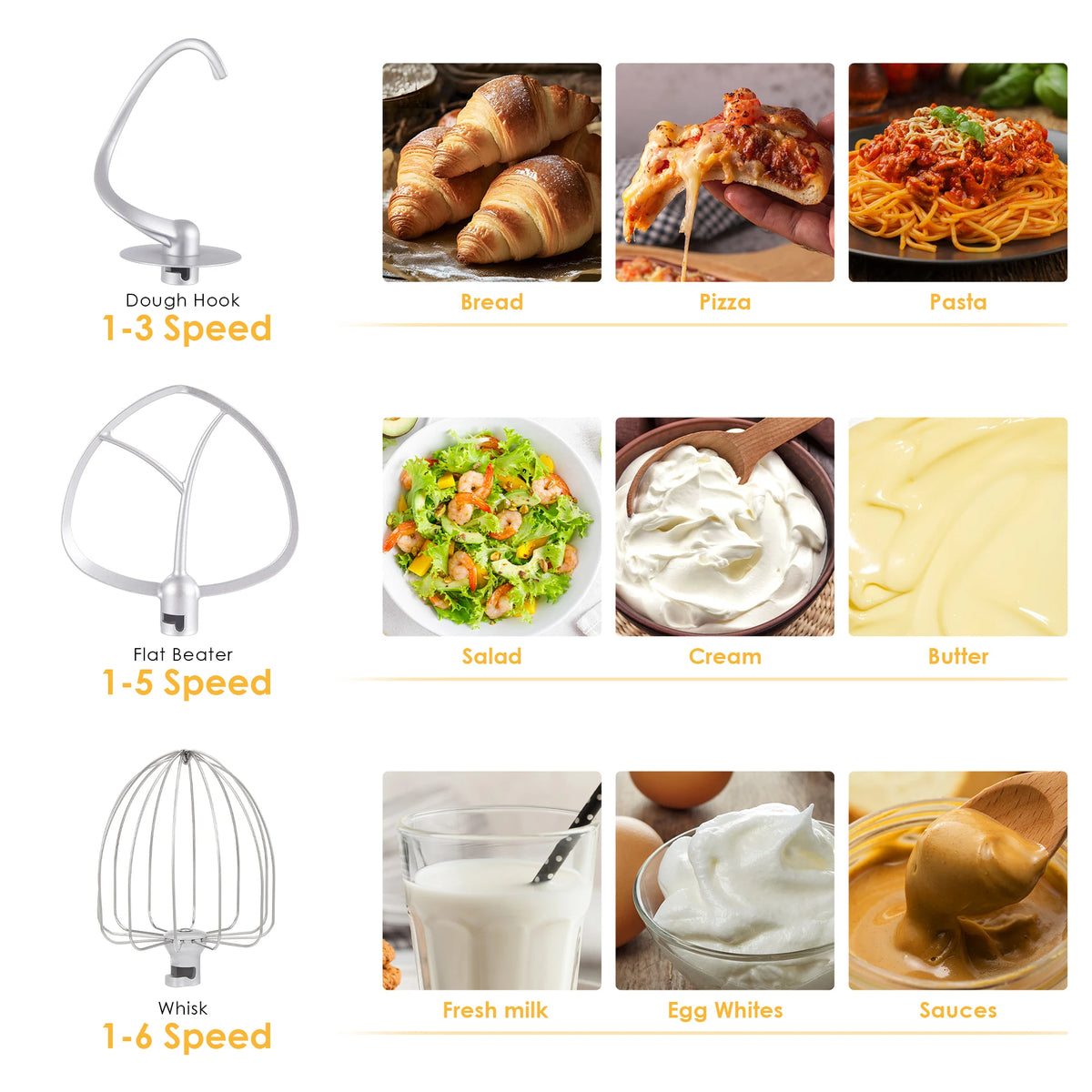 Biolomix 6-Speed Tilt Head Stand Mixer With Quiet Motor