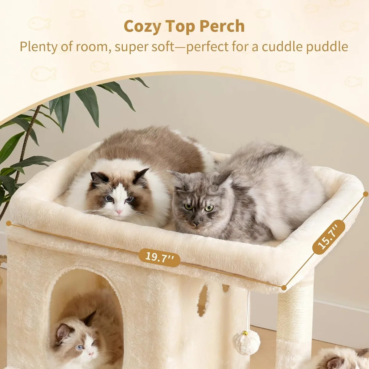 NBVCX Dual Condo Cat Tower With Sisal Posts And Basket
