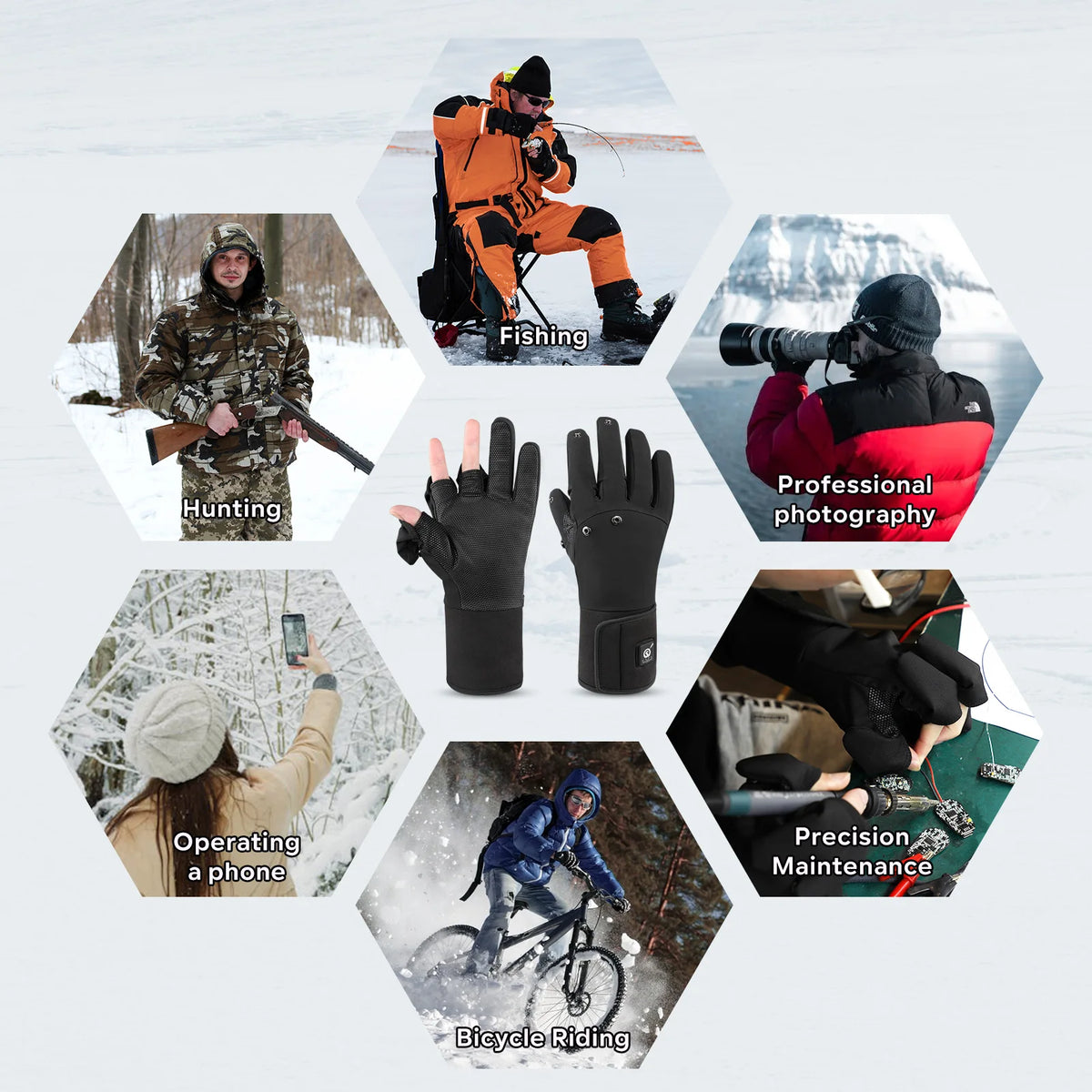 Savior Heated Windproof Thermal Winter Fishing Gloves