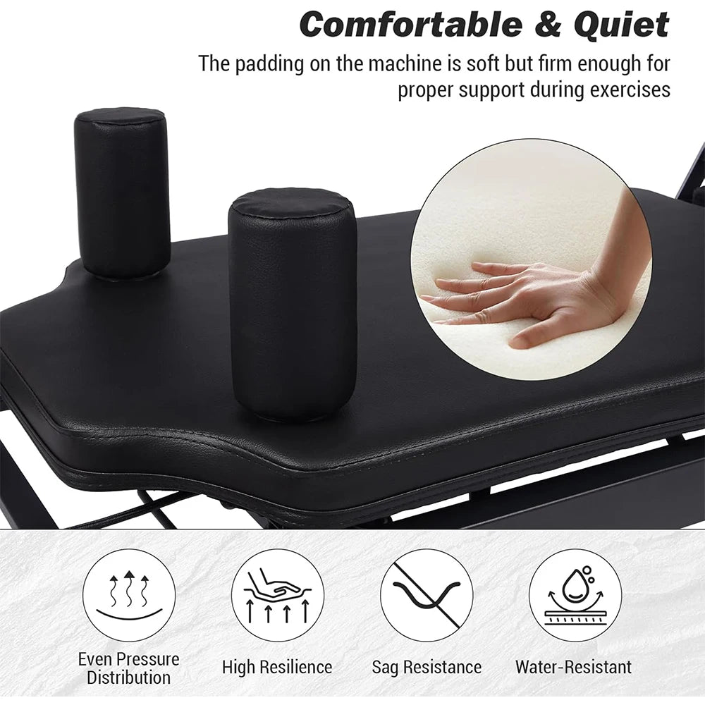 HiMiss Foldable Pilates Reformer Machine With Adjustable Springs