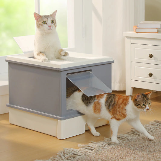Premium Enclosed Cat Litter Box With Scoop And Removable Tray