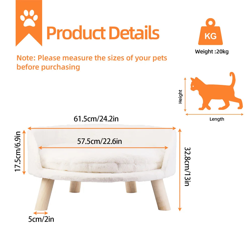 Borwart Elevated Pet Sofa Bed With Removable Waterproof Cushion