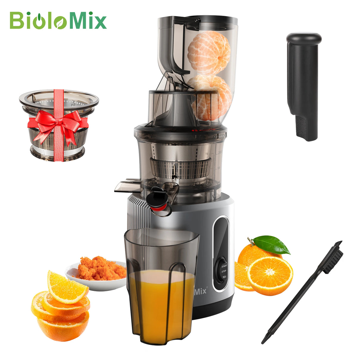 BioloMix Cold Press Juicer With 200W Motor And Wide Chute