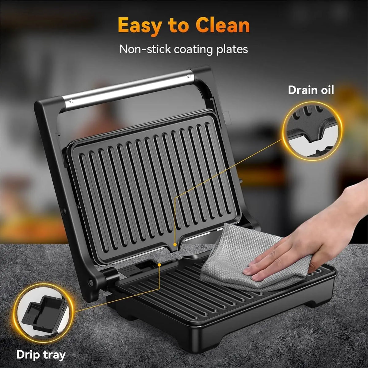 Ostba 1200W Panini Grill Press For Perfect Homemade Sandwiches