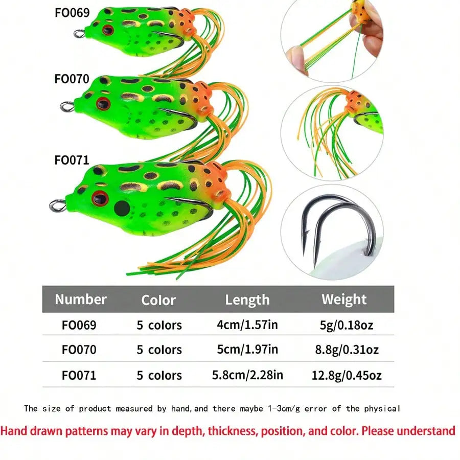 Artificial Top Water Soft Tube Frog Lure With 3D Eyes