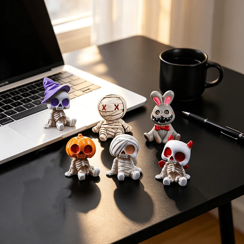 Halloween Mini Resin Skeleton Figurines For DIY Garden Decor
