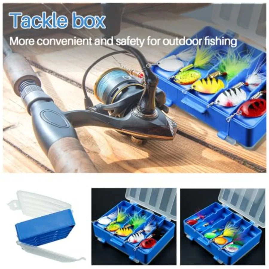 Rooster Tail Spinner Lures Kit With Tackle Box For Bass
