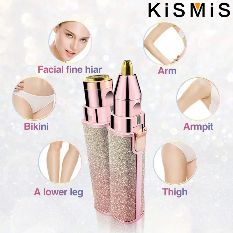 USB Rechargeable 2 In 1 Facial Hair Remover Eyebrow Trimmer