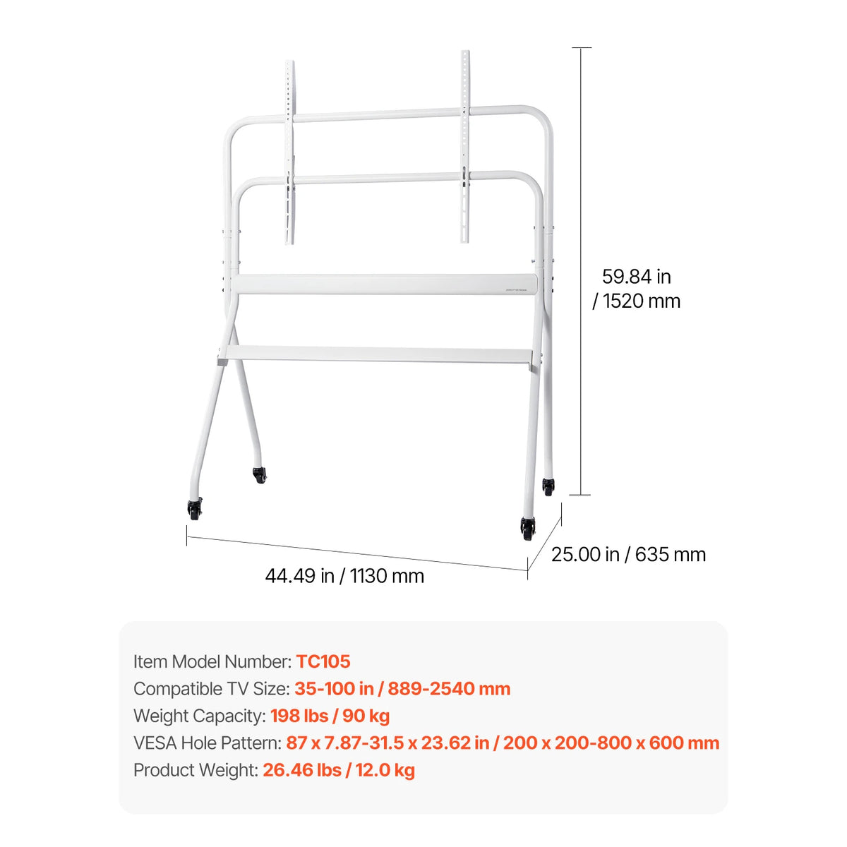 SucceBuy Rolling TV Stand With Wheels For Home And Office