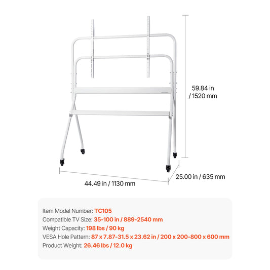 SucceBuy Rolling TV Stand With Wheels For Home And Office