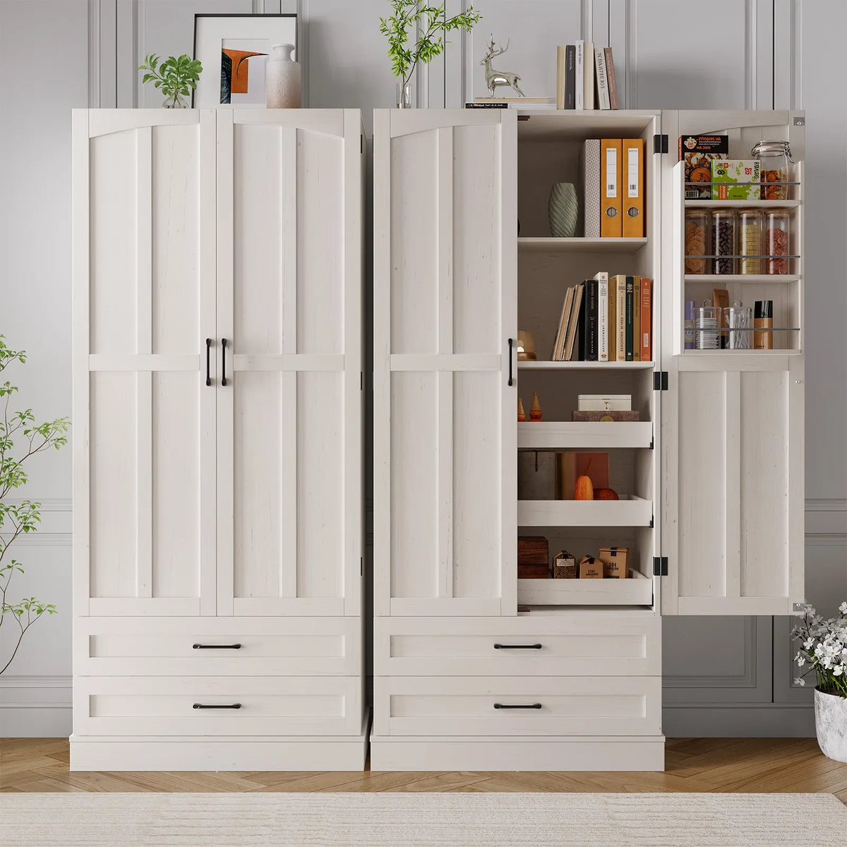 Onbrill Freestanding Kitchen Pantry Cabinet With Storage Shelves