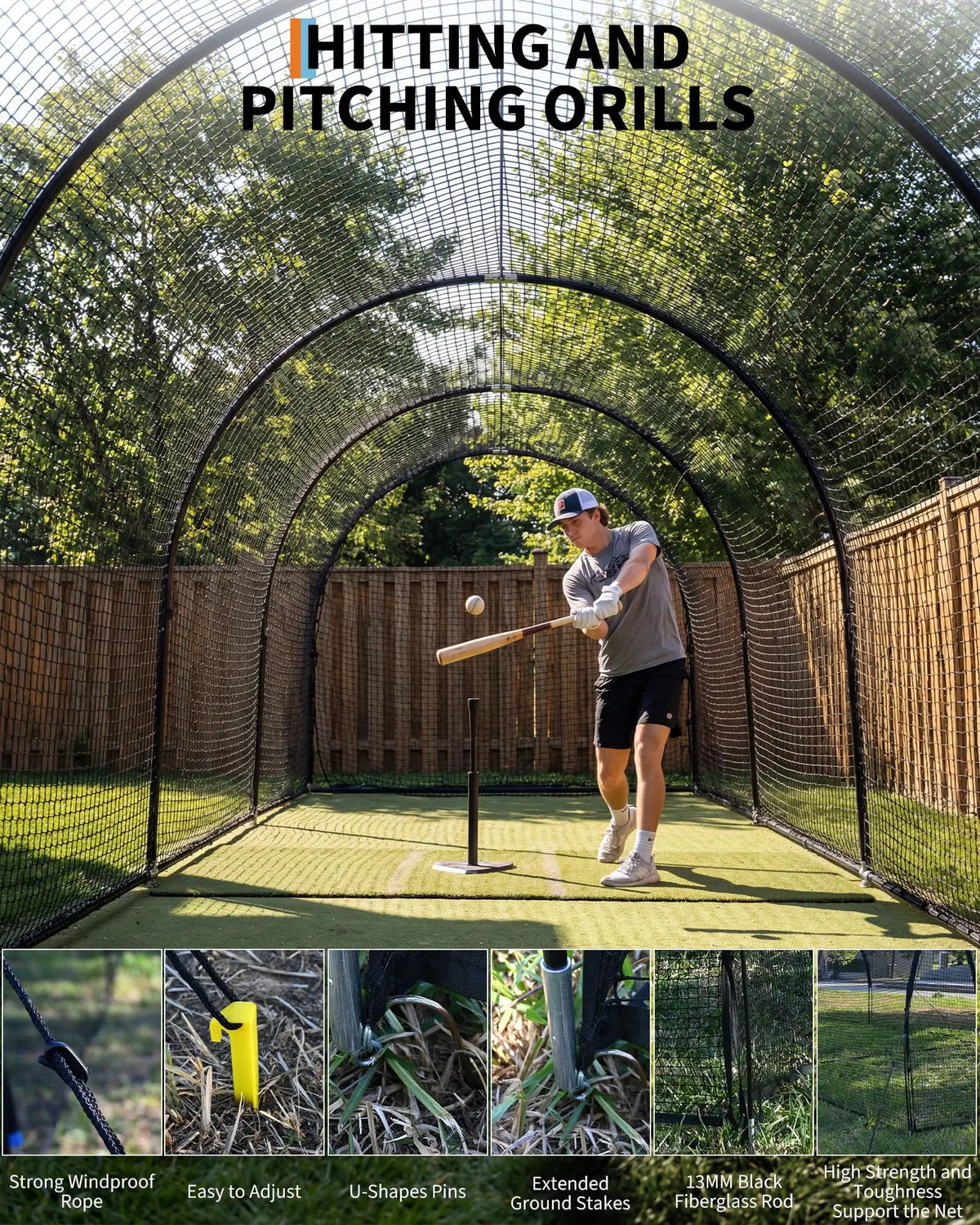 Durable Baseball Batting Cage With Frame And Training Netting