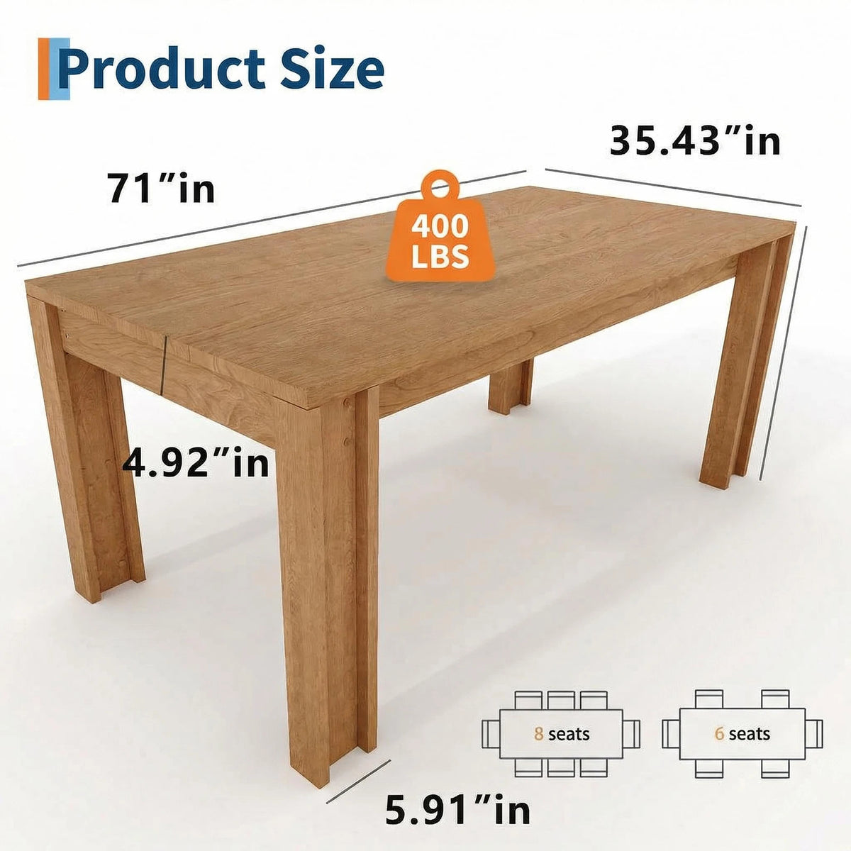 HiMiss Farmhouse Dining Table Heavy Duty Wood Kitchen Table