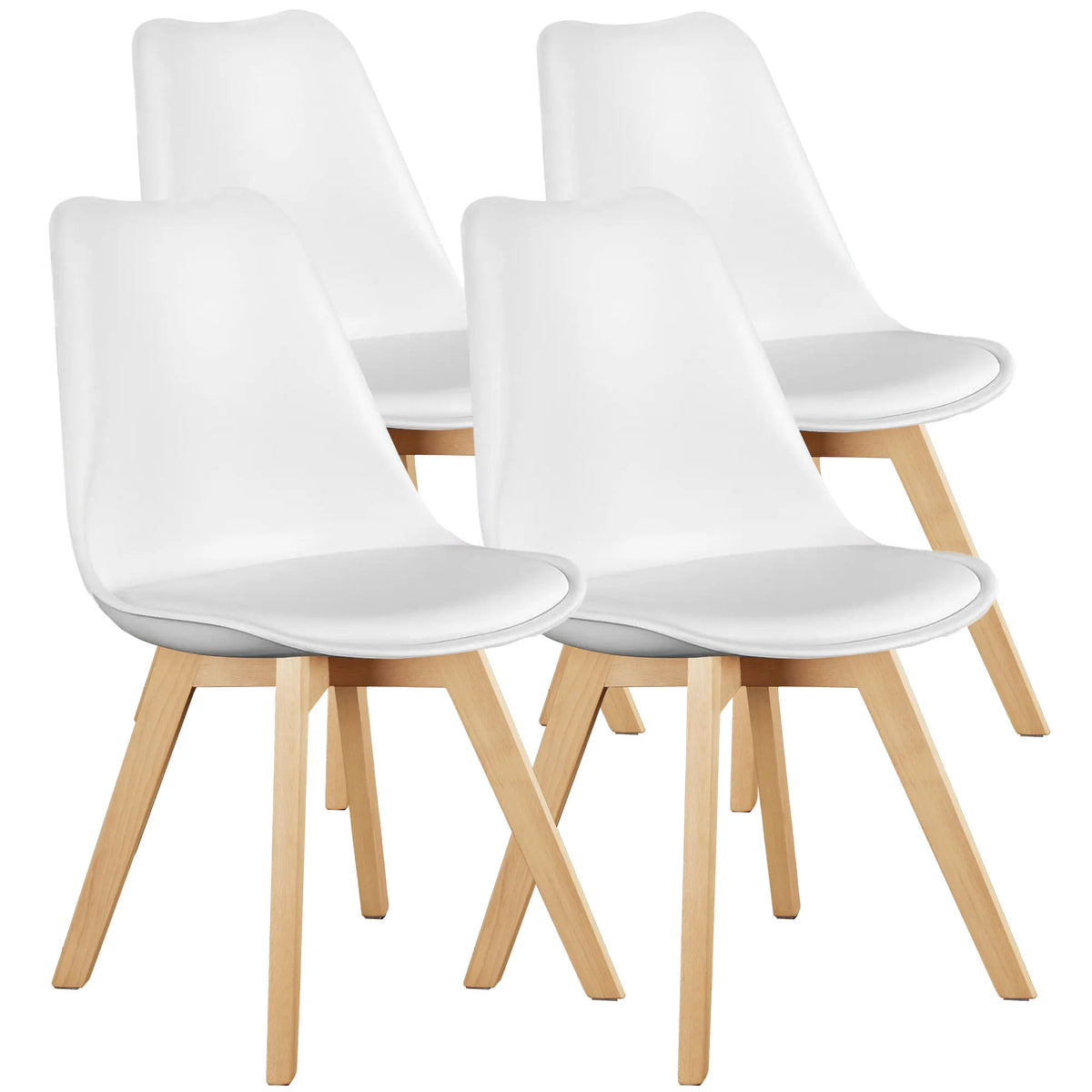 JHK PU Leather Dining Chairs Wooden Frame Ergonomic Home Seating