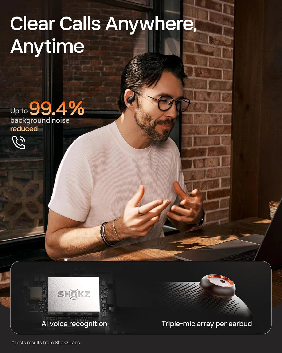 Shokz OpenFit Pro Open Ear Wireless Earbuds With Noise Reduction