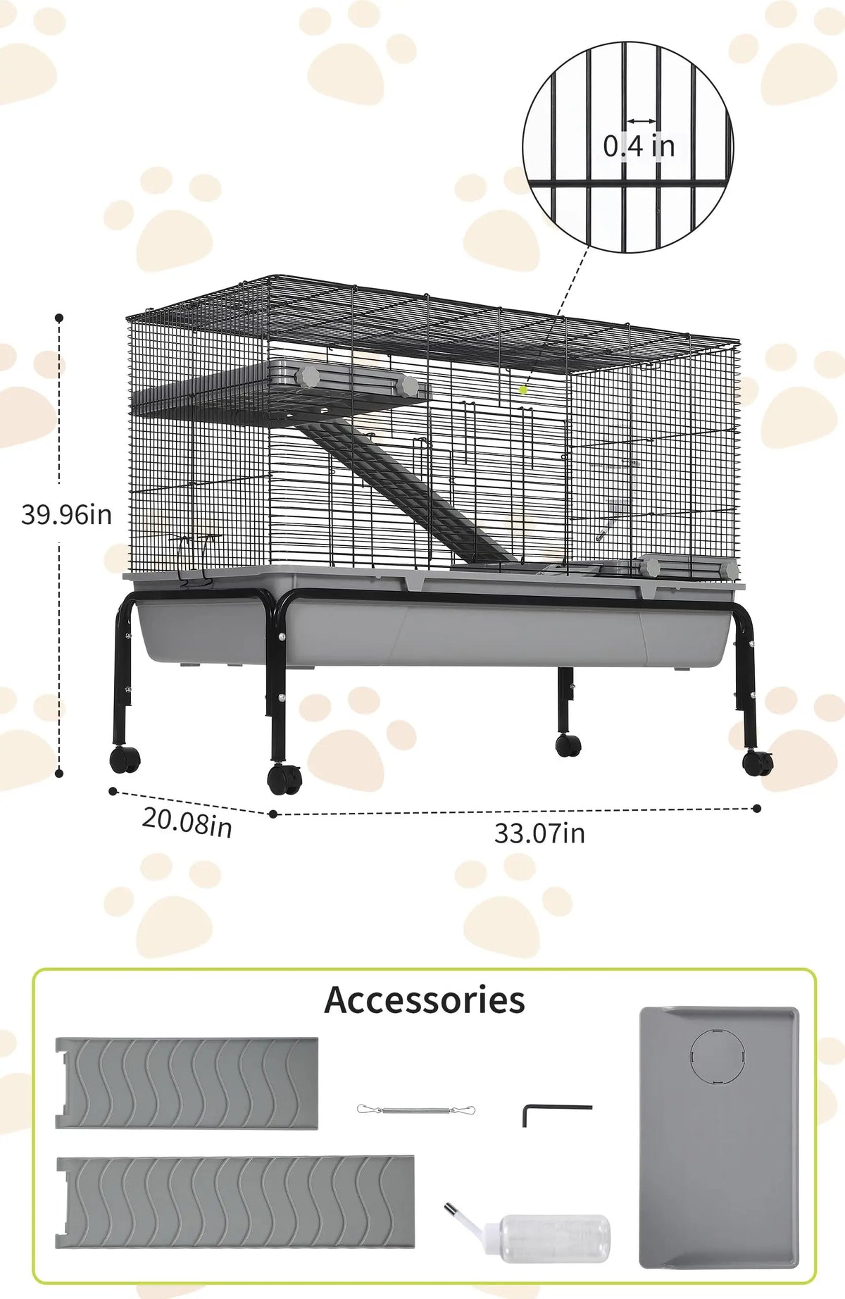 HiMISS Multi Level Small Animal Cage With Detachable Stand