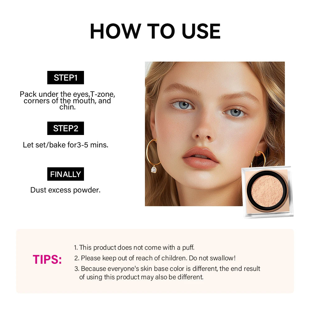 Lakerain Loose Baking Setting Powder Mattifying Waterproof Face Makeup