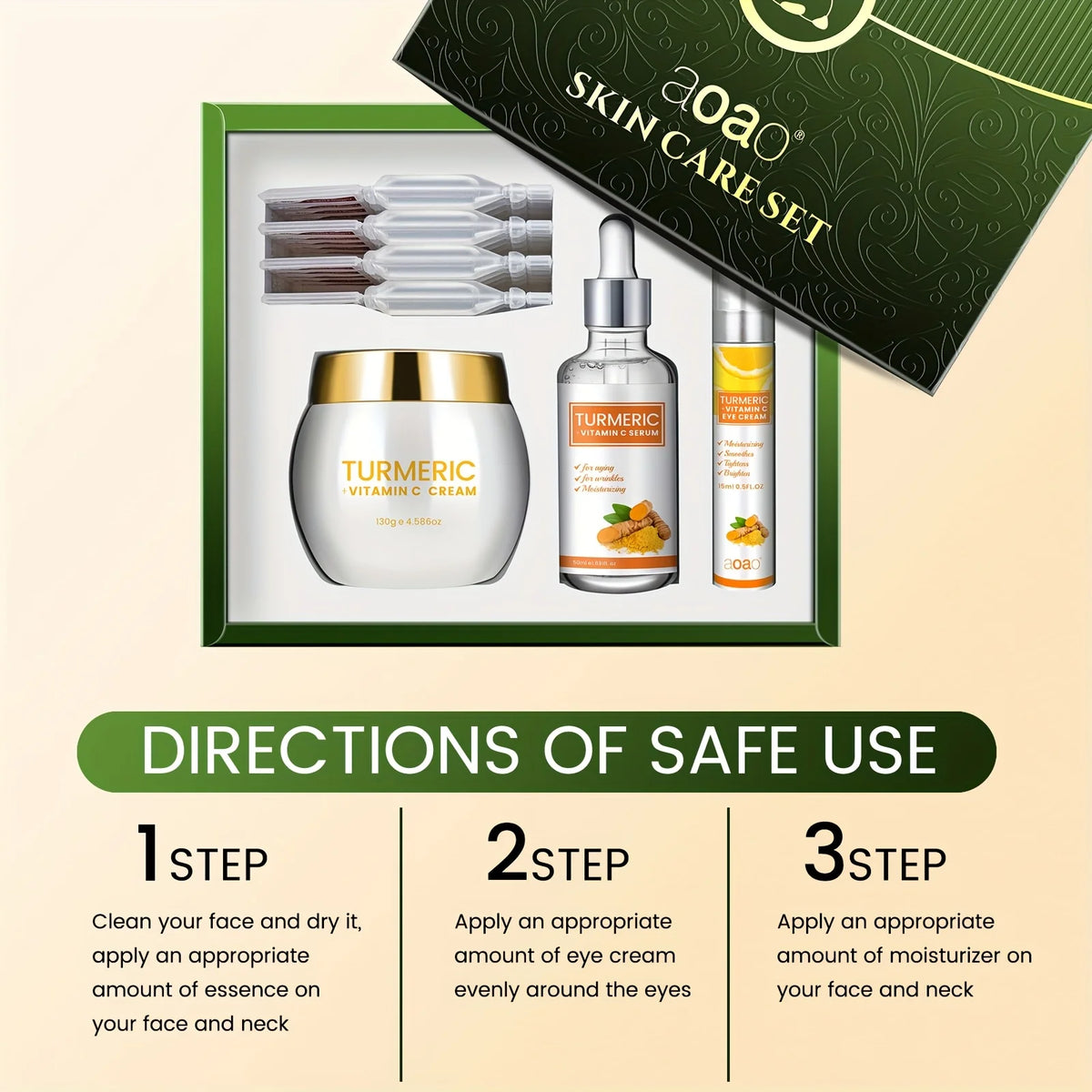 Aoao Turmeric Essence Cream Skincare Gift Set For Glowing Skin