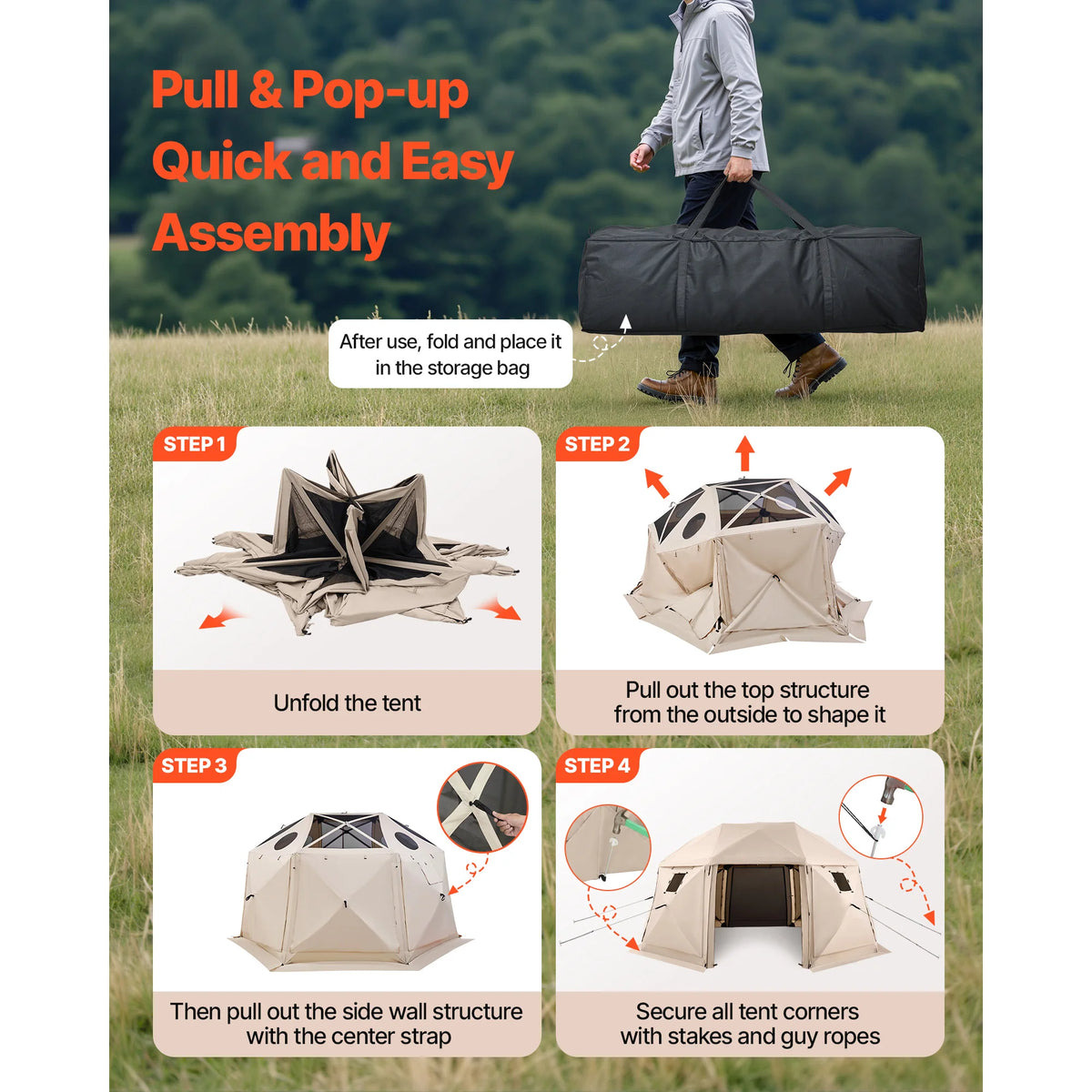 SucceBuy Quick Set Pop Up Screen Gazebo Camping Canopy