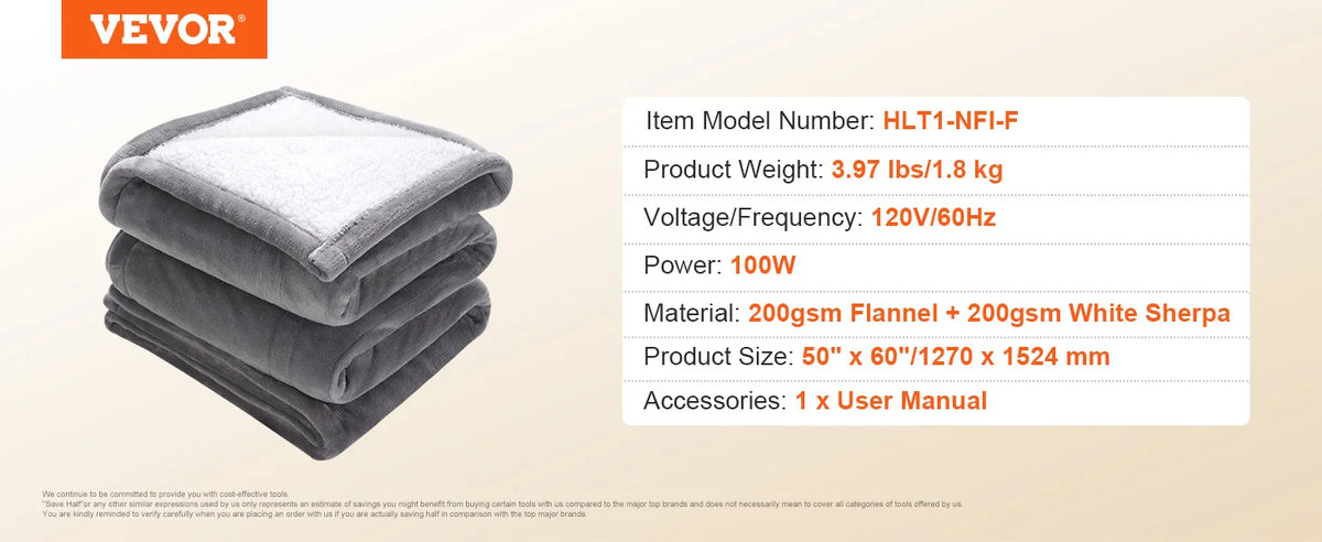 SucceBuy Electric Heated Blanket Featuring Flannel Sherpa Auto Off