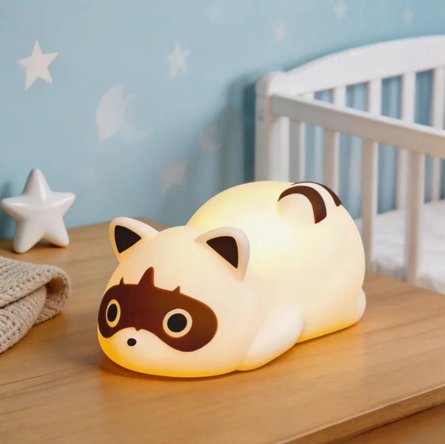 Rechargeable Silicone Raccoon Night Light With Three Dimmable Modes