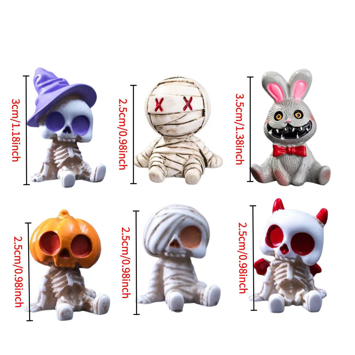 Halloween Mini Resin Skeleton Figurines For DIY Garden Decor