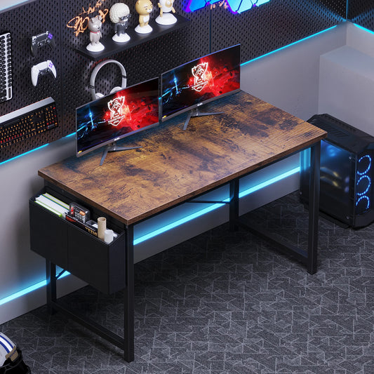 MCQ Standing Office Computer Desk With Metal Frame And Storage