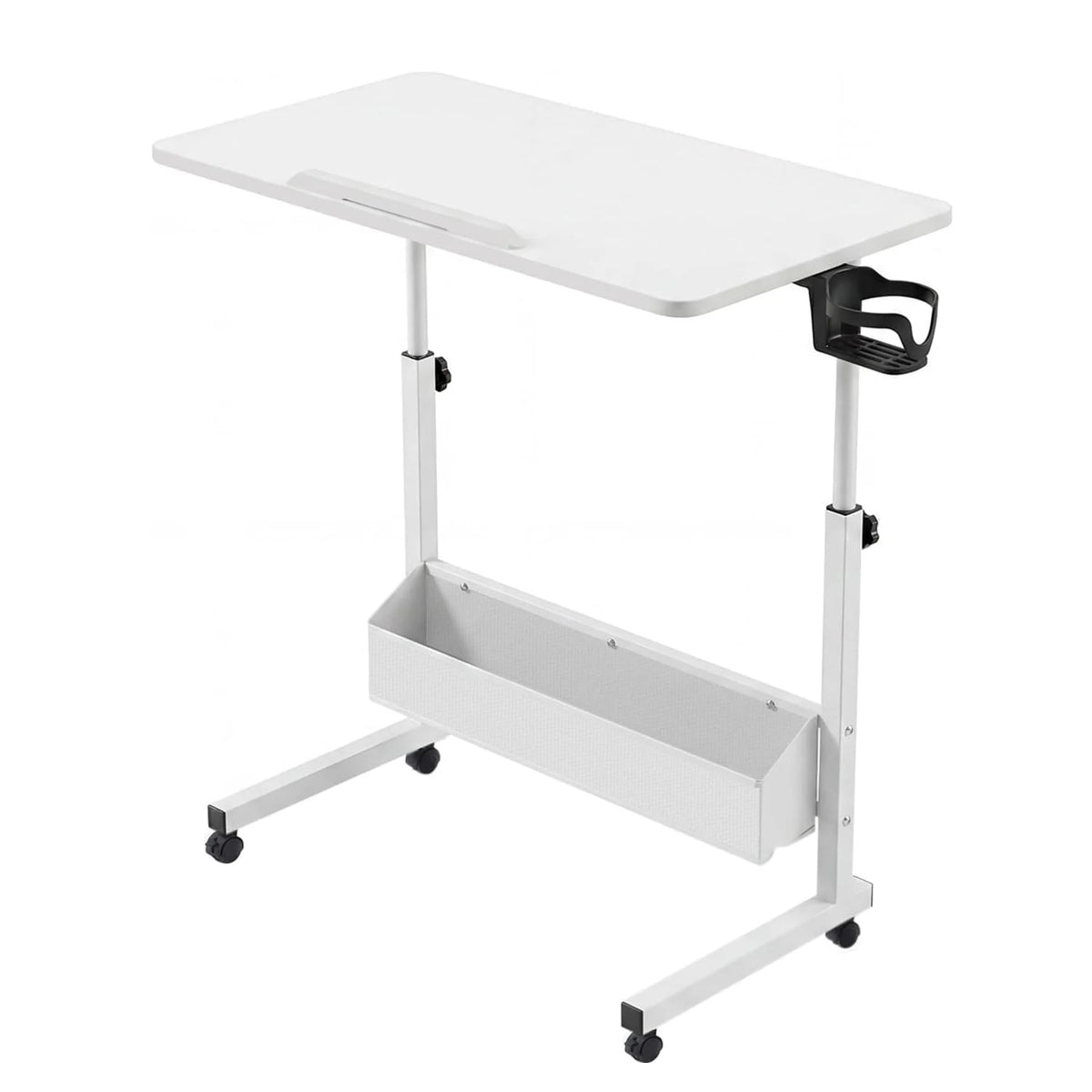 HiMISS Adjustable Standing Desk With Rolling Storage Shelves