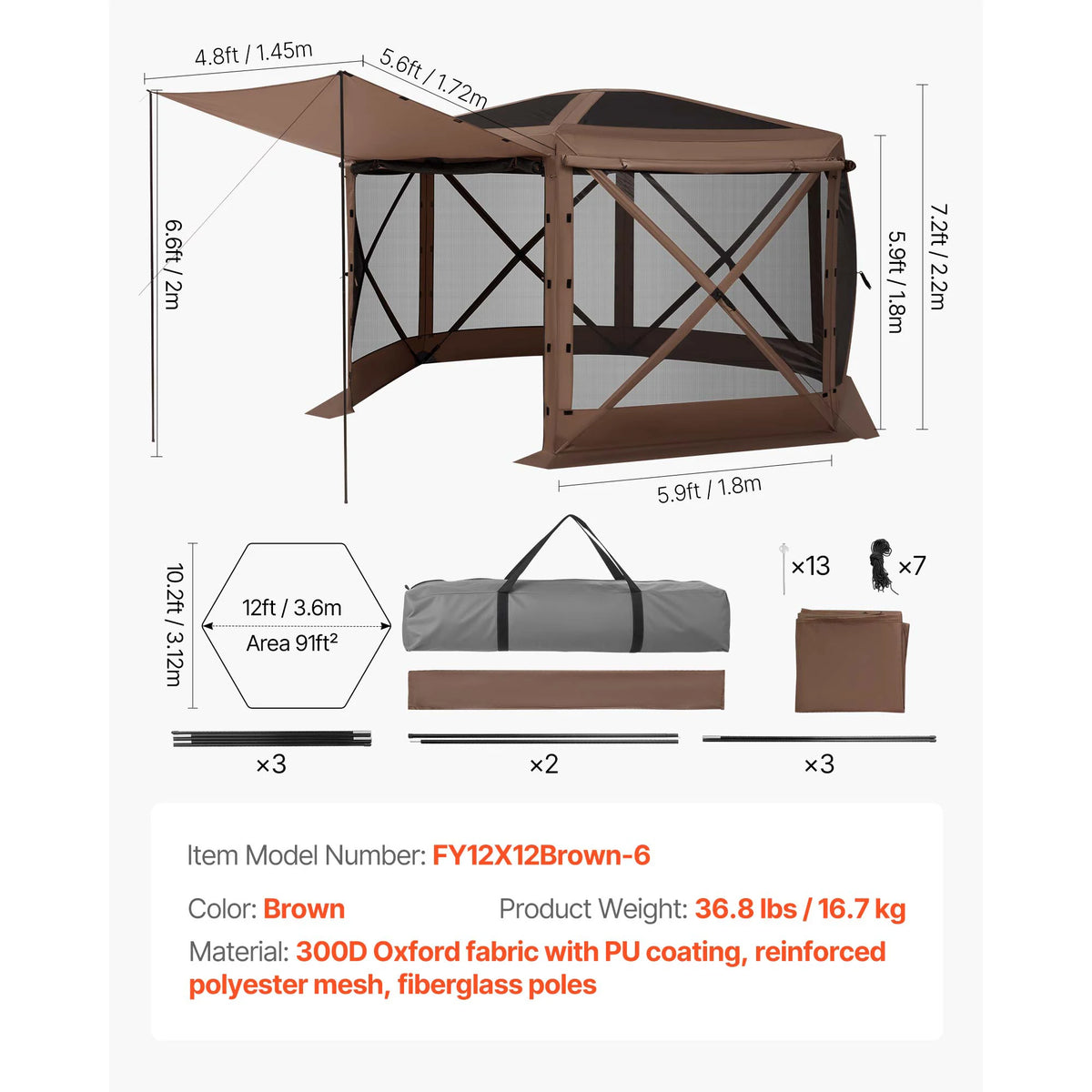SucceBuy Quick Set Pop Up Screen Gazebo Camping Canopy