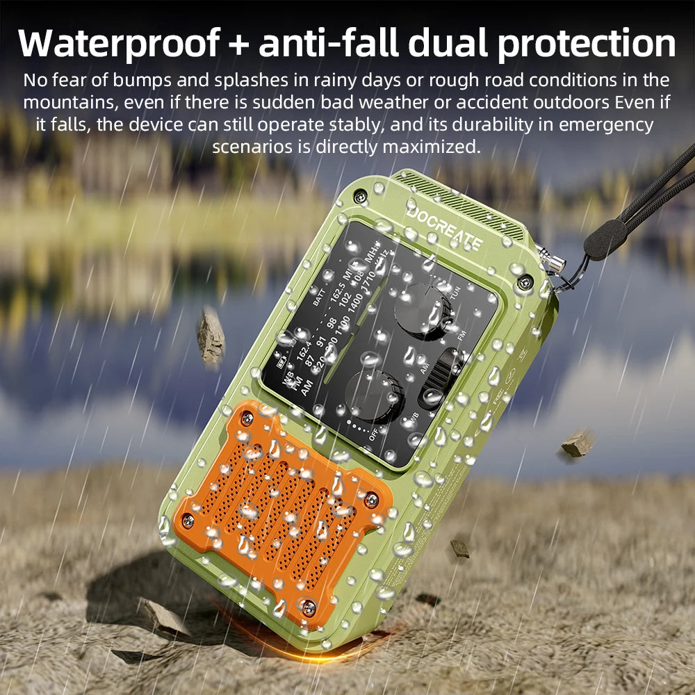 Docreate Emergency Radio With Flashlight And Portable Power Bank