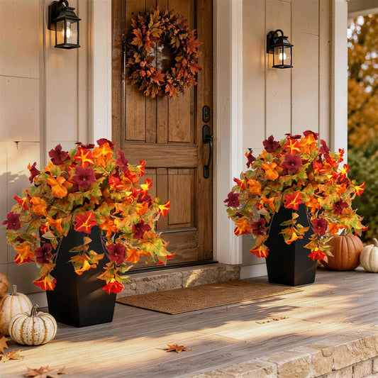Olitree Artificial Autumn Morning Glory Potted Plants Indoor Outdoor