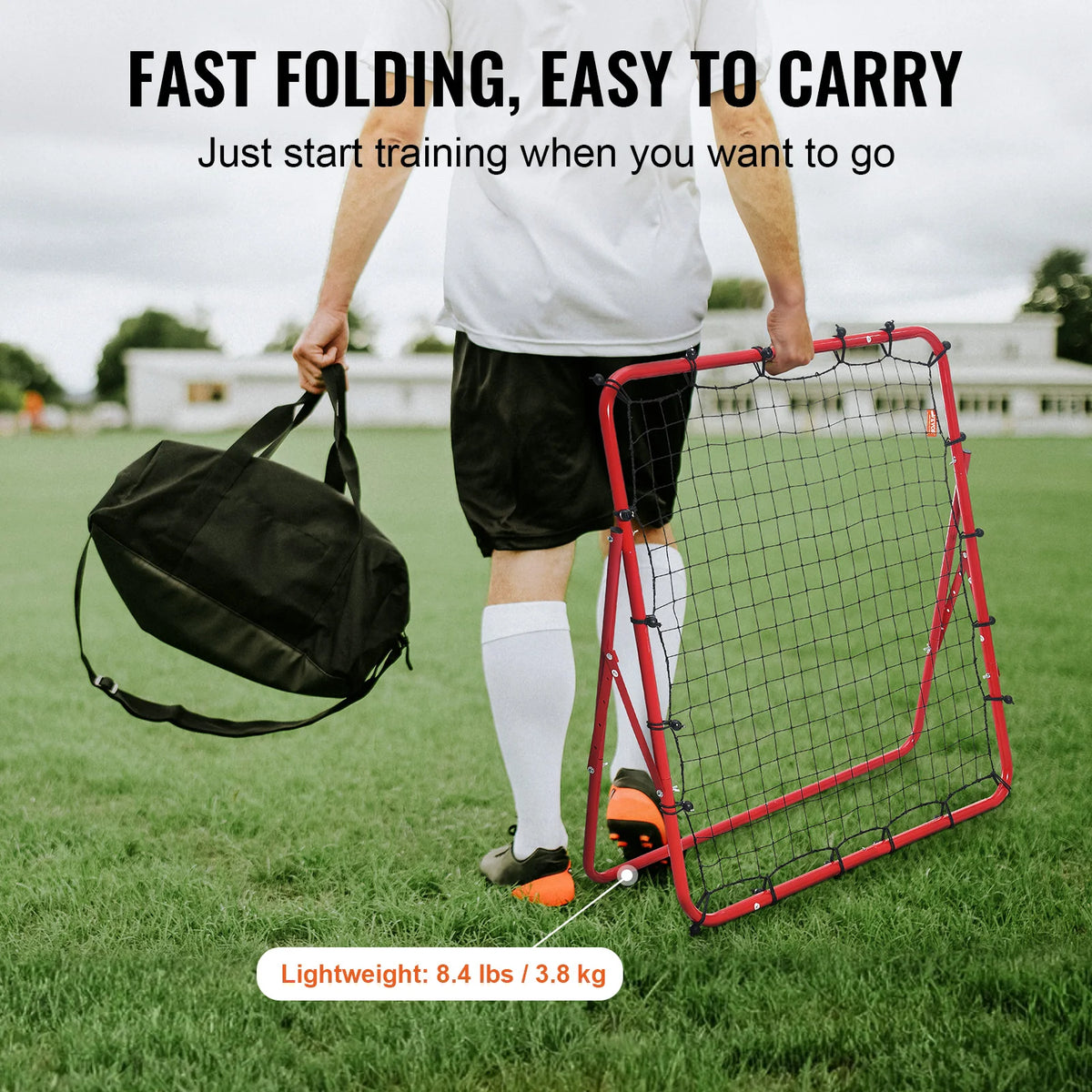 Adjustable Portable Soccer Rebounder Net Football Training Gear