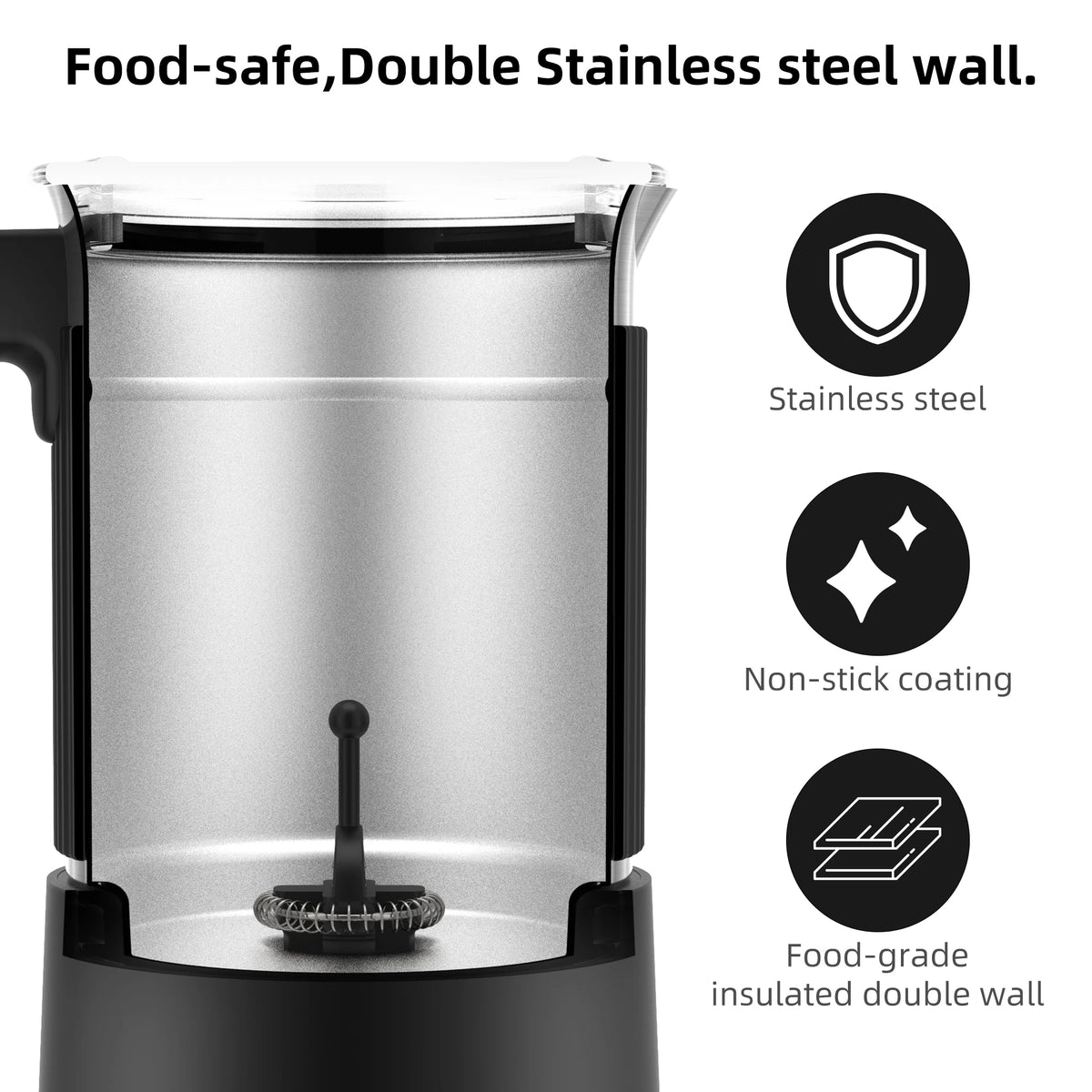 Biolomix 5-In-1 Detachable Milk Frother Steamer For Hot Cold Foam