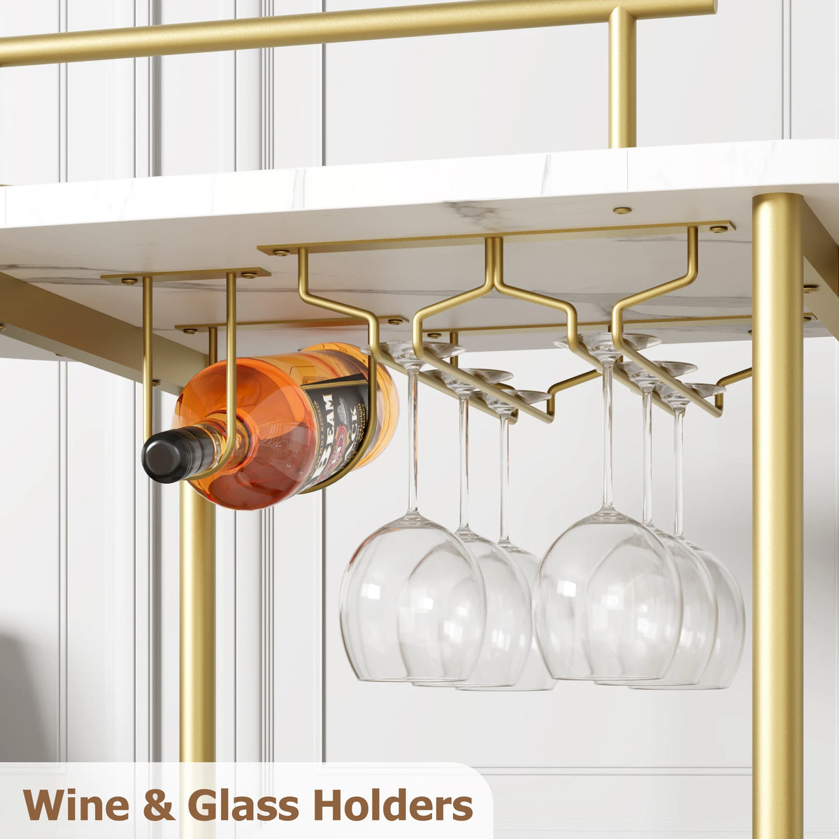 Twister.Ck 4 Tier Bar Cart With Wheels And Wine Rack