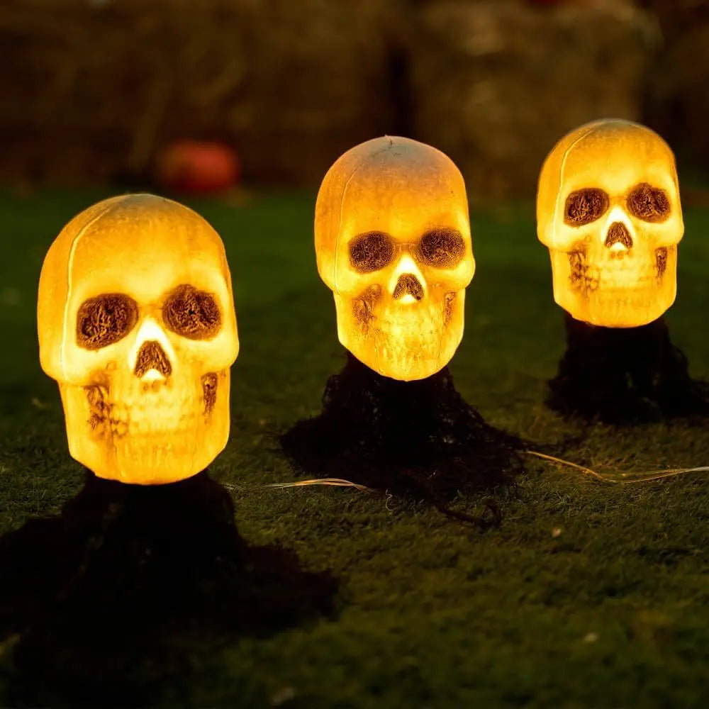 Light Up Halloween Skeleton Skull Stakes Outdoor Lawn Decorations