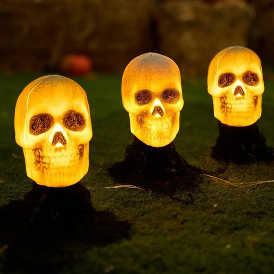 Light Up Halloween Skeleton Skull Stakes Outdoor Lawn Decorations
