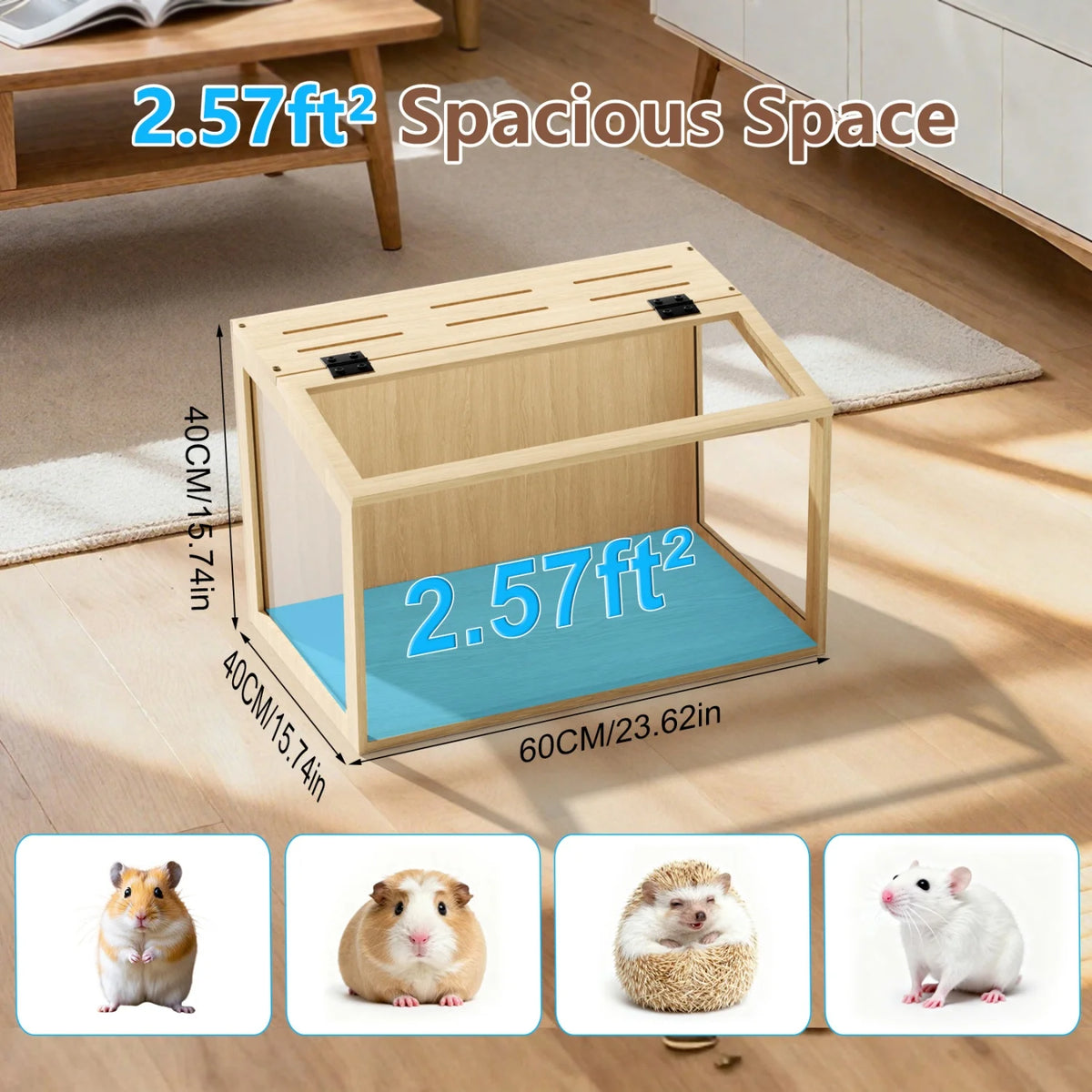 Wooden Hamster Cage Cabinet With Built In LED Light