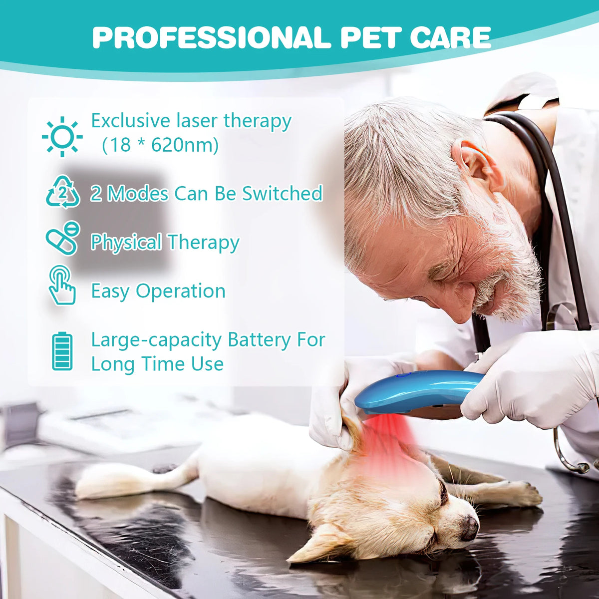 Pet Red Light Therapy Device For Cold Laser Pain Relief