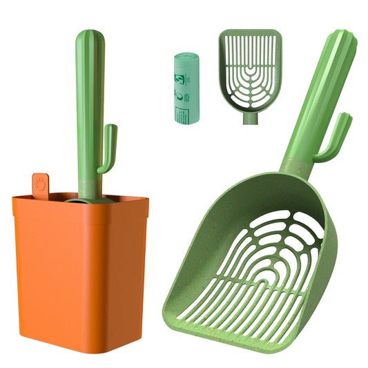 Premium Cat Litter Scooper With Holder And Replaceable Shovel