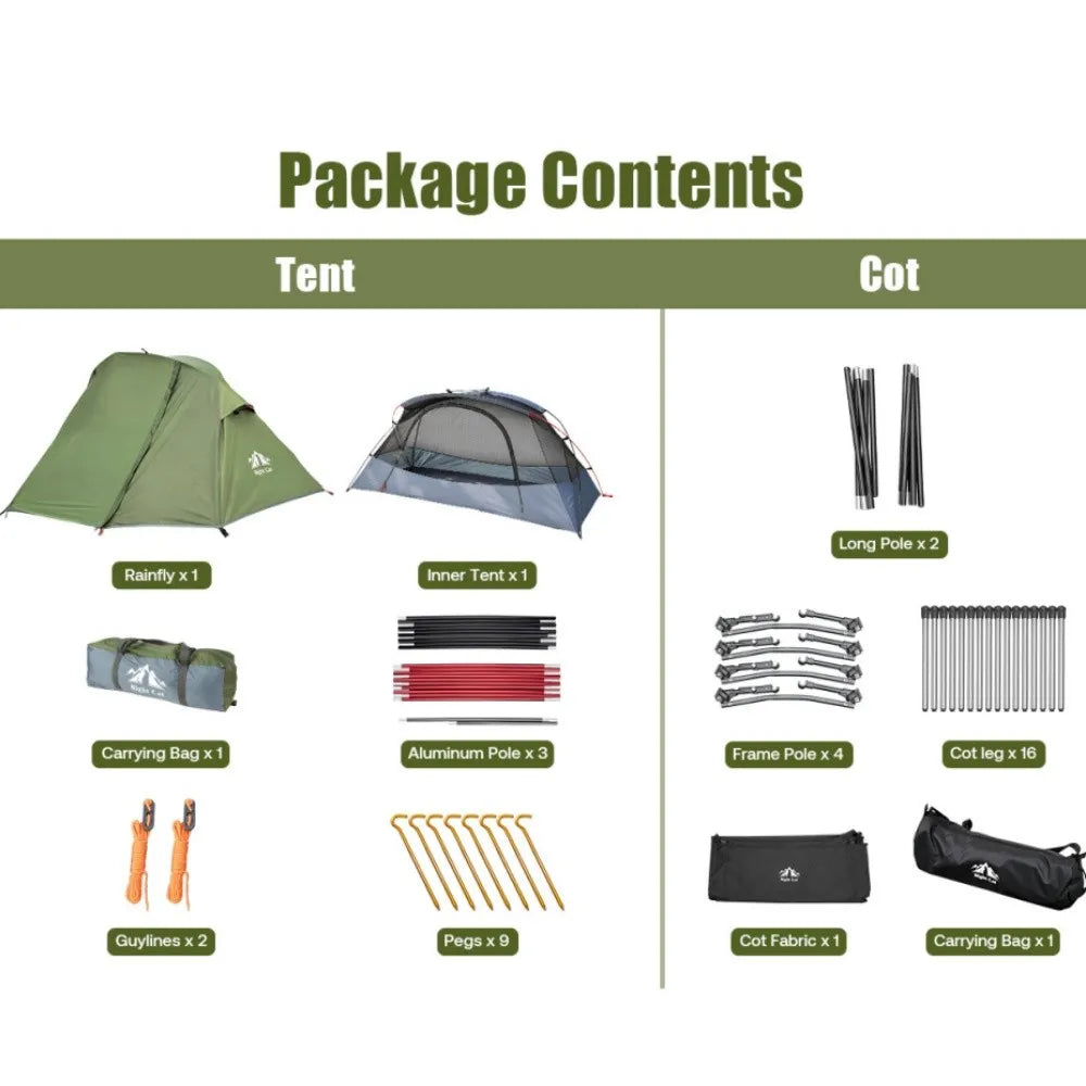 Night Cat Waterproof Portable Elevated Camping Cot Tent Kit