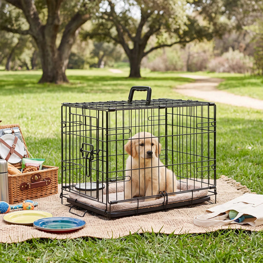 JHK Foldable Metal Dog Crate With Secure Lock Removable Tray