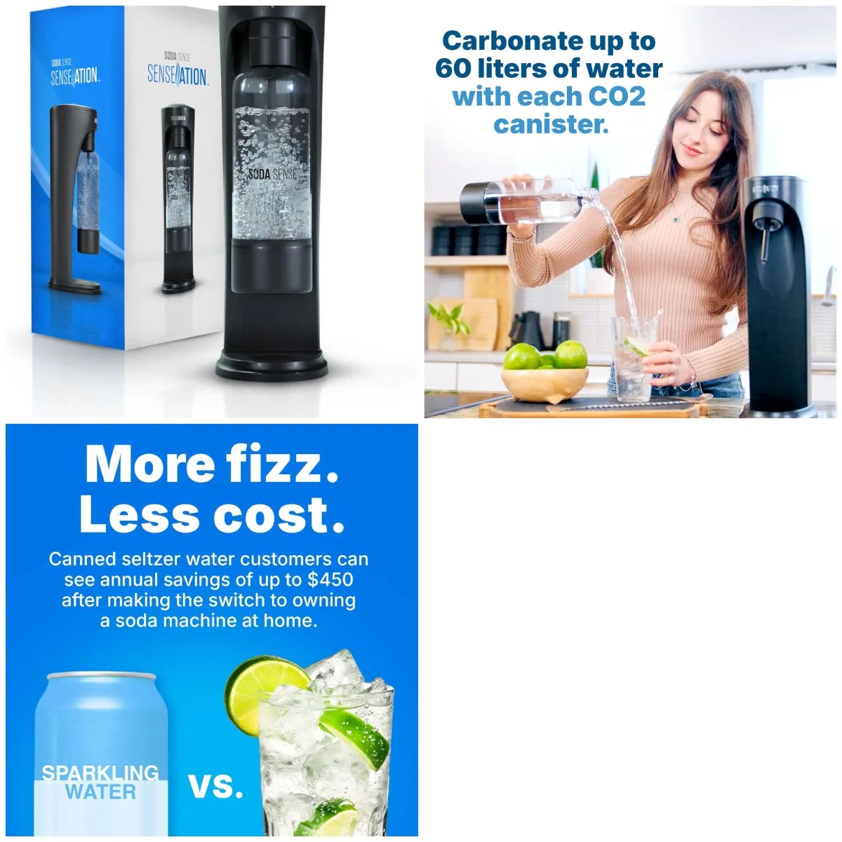 XMSJ Electric Sparkling Water Maker With Reusable Carbonation Bottle