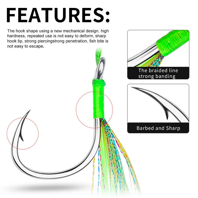 Heavy Duty Double Jig Assist Hooks For Saltwater Jigging
