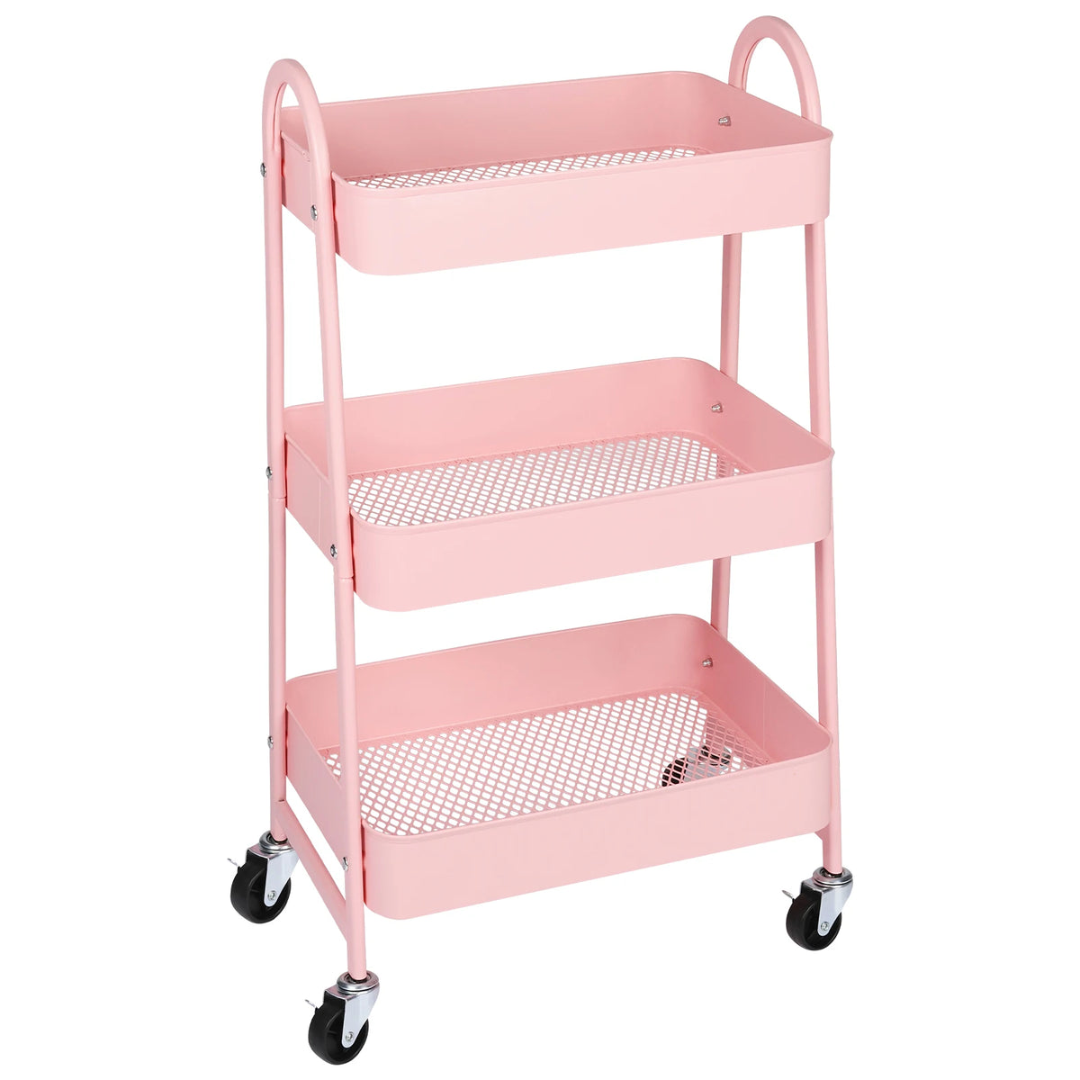 Jhk Metal Rolling Storage Cart With Lockable Swivel Wheels