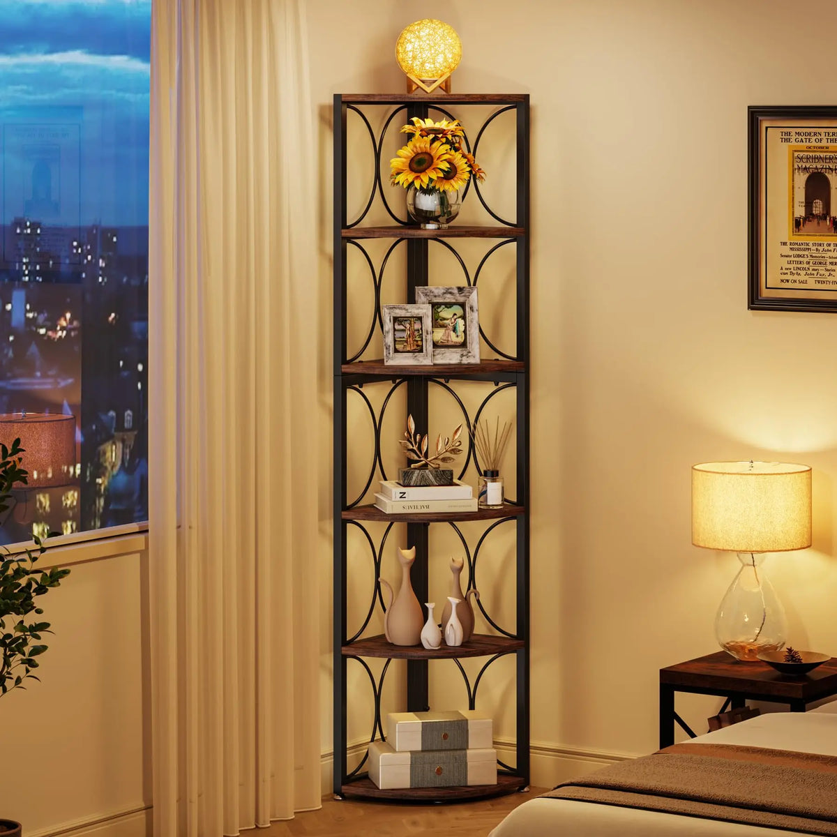 Tribesigns Six Tier Corner Bookshelf For Home Office Storage