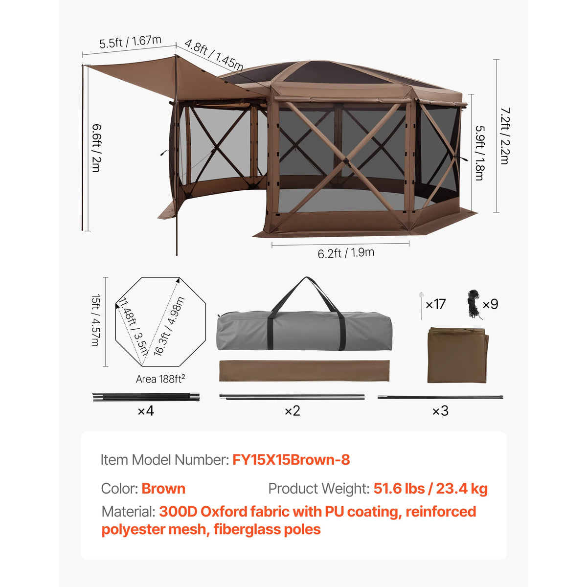 SucceBuy Quick Set Pop Up Screen Gazebo Camping Canopy
