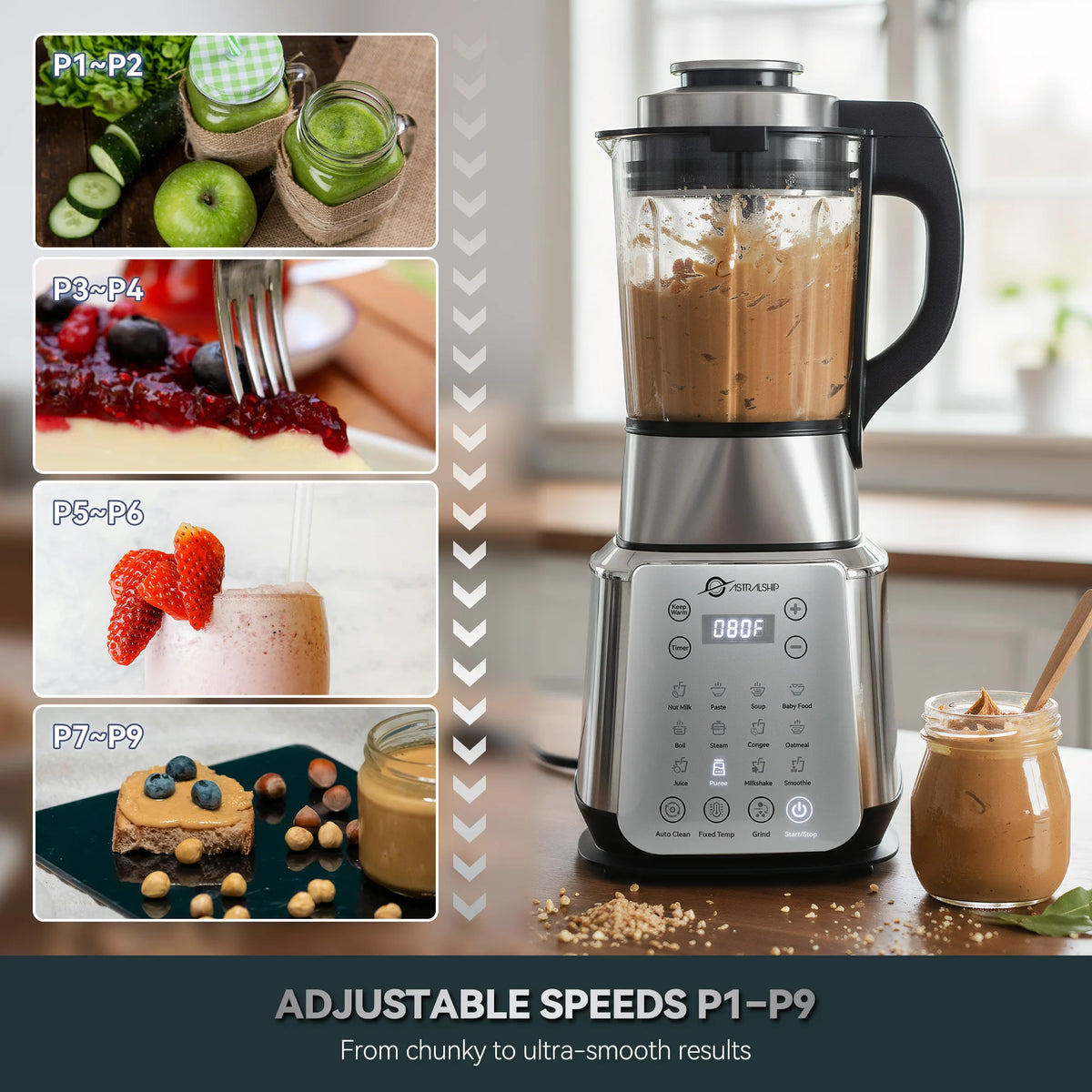 Astralship 1500W High Speed Blender With Stainless Steel Blades